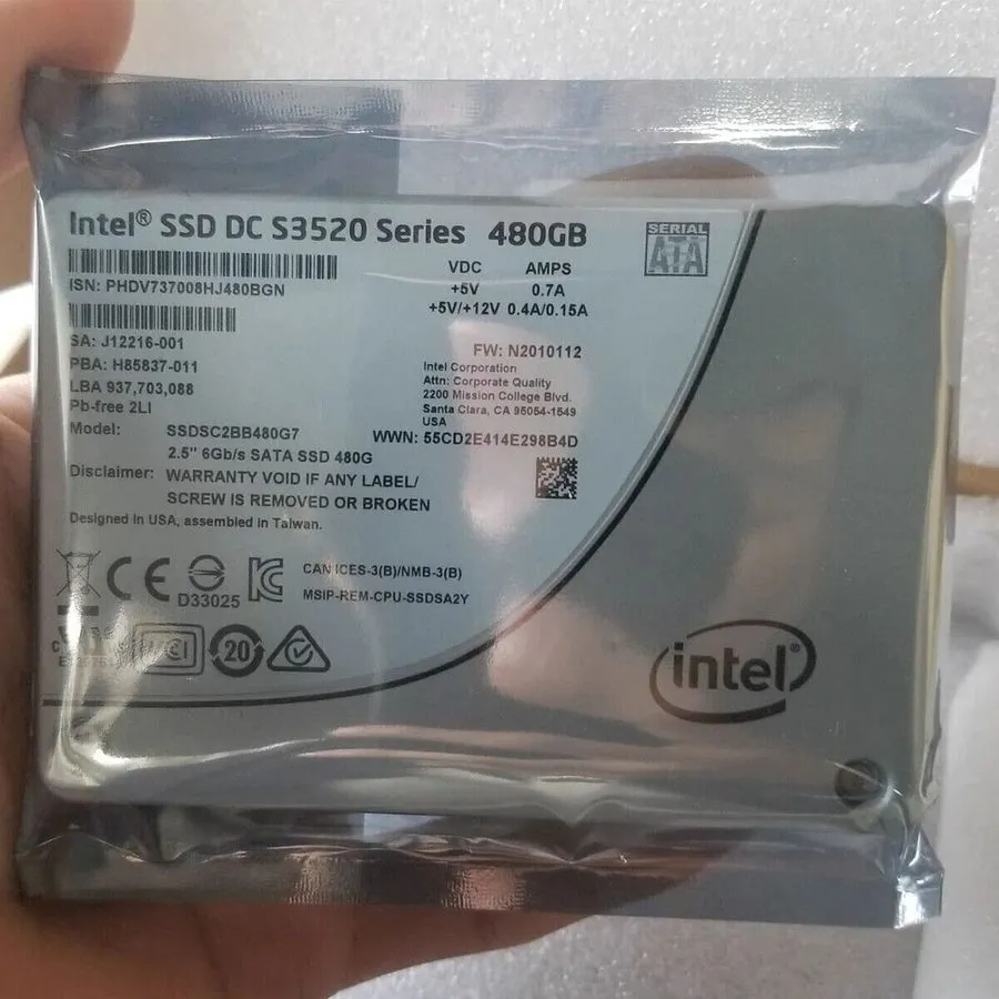 SSD-накопитель 64TMJ для DELL Intel DC S3520 480GB 6Gb/s 2.5INCH SATA SSD 064TMJ