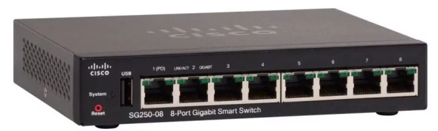 Коммутатор Cisco SG250-08HP Smart Switch 8-Port Gigabit Ethernet Ports with Poe