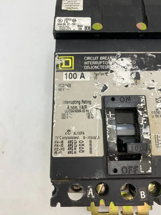 Автоматический выключатель Square D FC34100 circuit breaker Iline 3pole 100 amp 