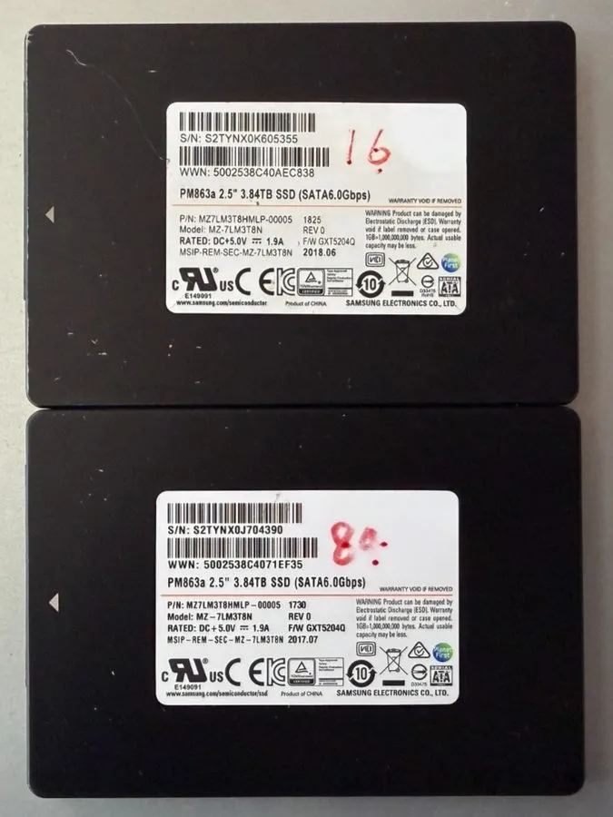 SSD-накопитель Samsung PM863a 3.84TB 2.5" SSD SATA III Hard Drive MZ-7LM3T8N MZ7