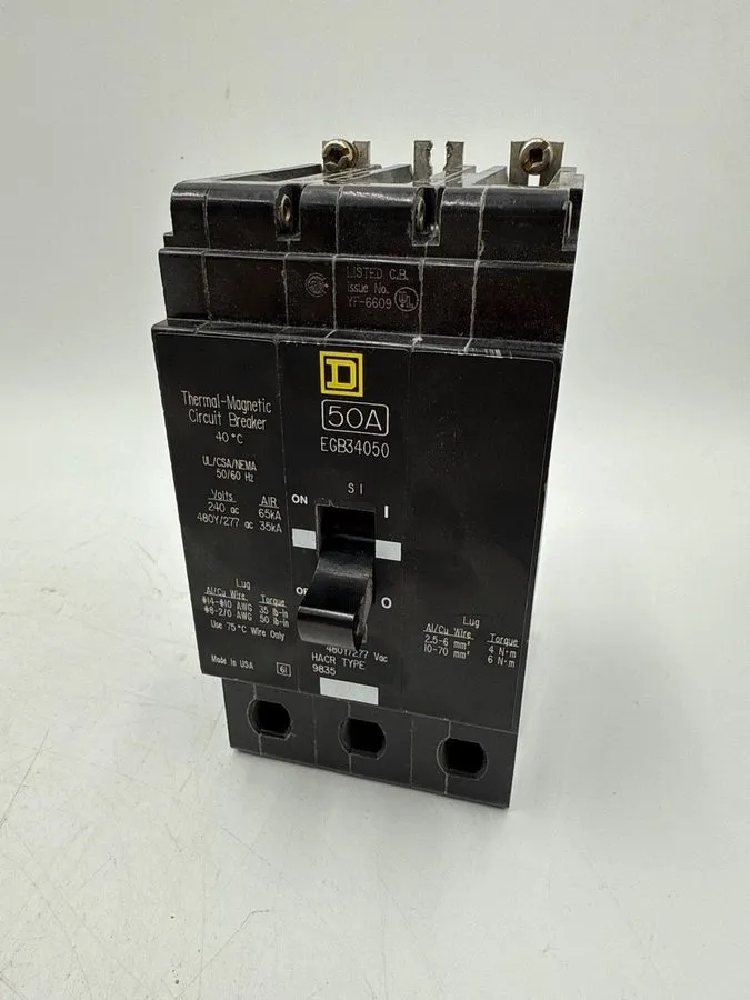 Автоматический выключатель Square D EGB34050 3 Pole 50 Amp 480V Circuit Breaker