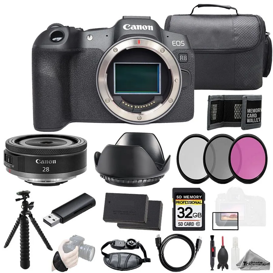 Объектив Canon EOS R8 + RF 24-105mm f/4L IS USM Lens+32GB+Ext Bat+ Filter-Kit