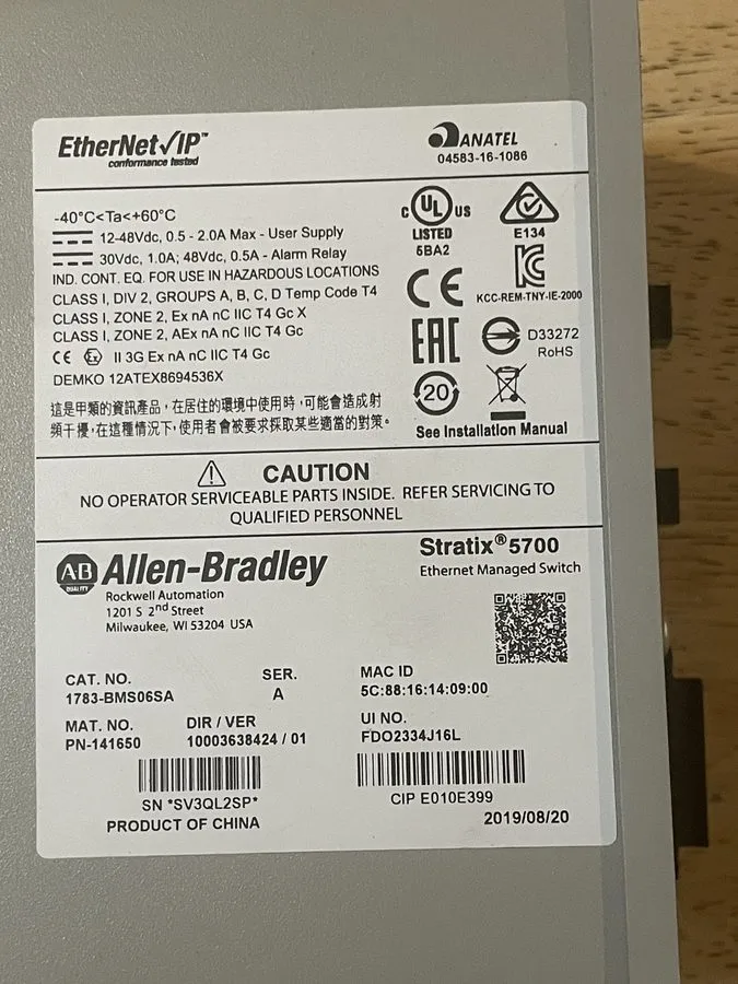 Коммутатор Allen Bradley 1783-BMS06SA Stratix 5700 Ethernet Switch — фото лота 2