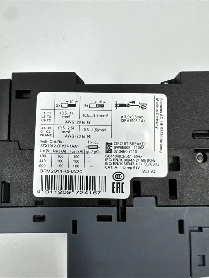 Автоматический выключатель Motor Protection Circuit Breaker 3RV2011-1HA20 5.5-8A