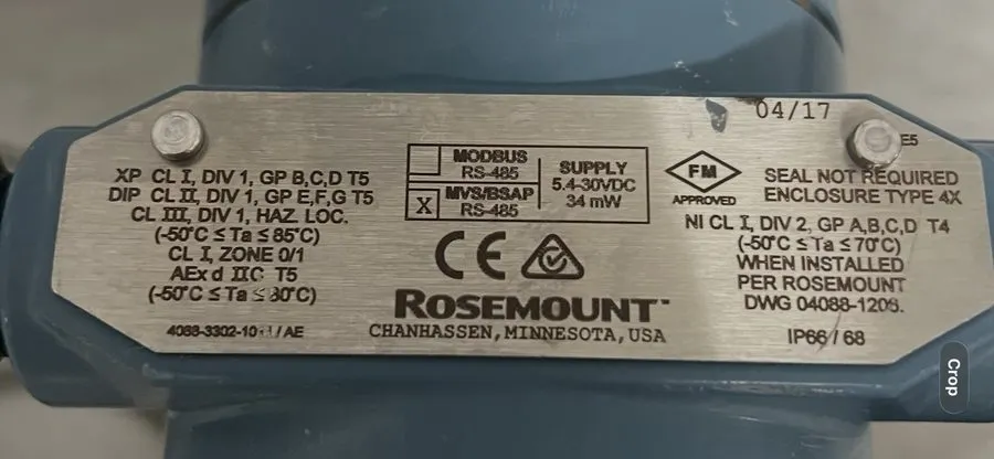 Электронный компонент Rosemount 4088B Differential Pressure Transmitter RS-485 4