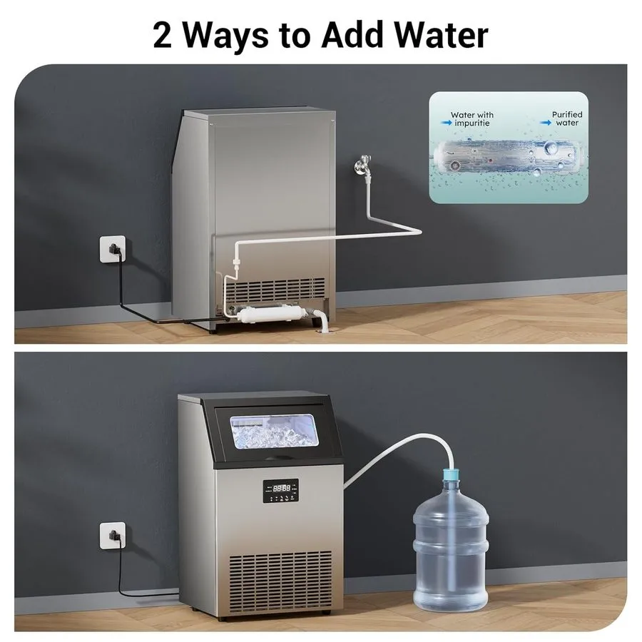 Льдогенератор 200lbs/24H Commercial Ice Maker Under Counter Freestanding Full ic