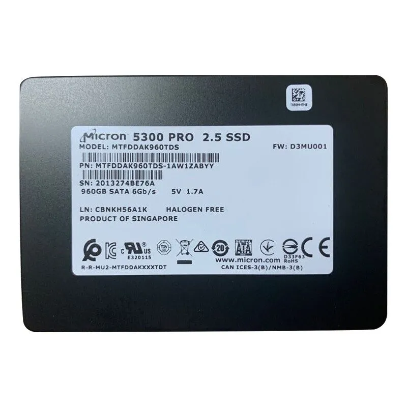 SSD-накопитель Dell Micron 960GB SATA 6Gb/s Enterprise SSD MTFDDAK960TDS DP/N 0C