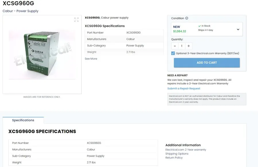 Блок питания ASI CABUR XCSG960C XCSG Series 3-Phase DIN Rail Mount Power Supply, — фото лота 1