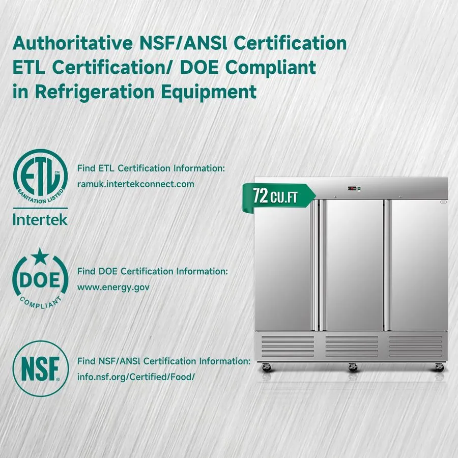 Холодильный шкаф 81" W Commercial Refrigerator 72Cu.ft Stainless Steel, Digital  — фото лота 1