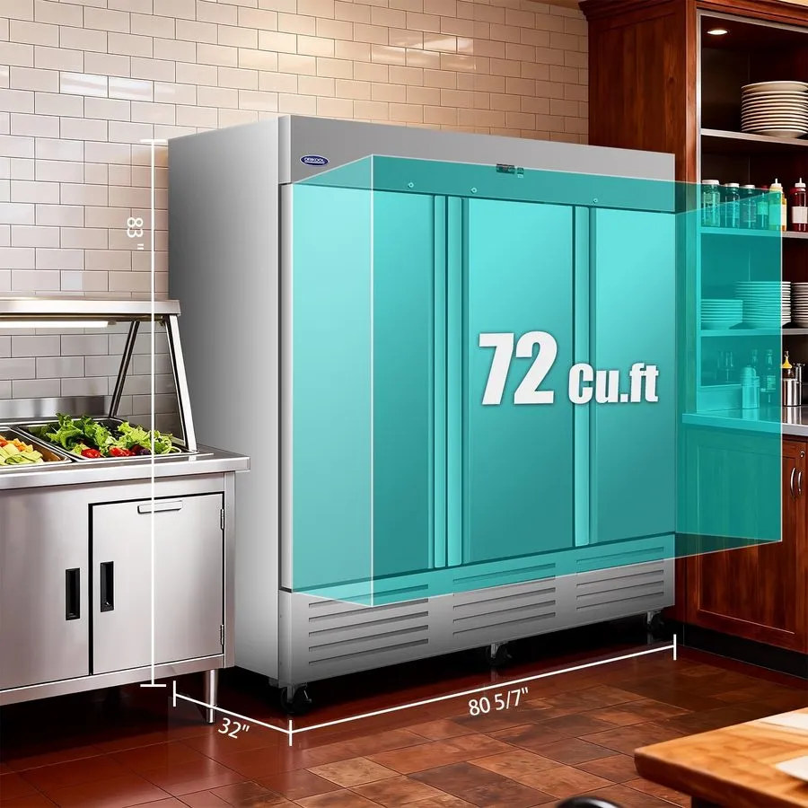 Холодильный шкаф 81" W Commercial Refrigerator 72Cu.ft Stainless Steel, Digital  — фото лота 2