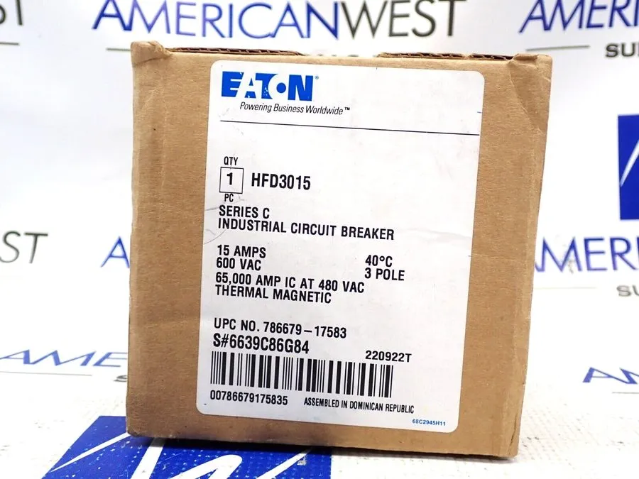 Автоматический выключатель Cutler Hammer HFD3015 3 Pole 15 Amp 600 Volt 65kA@480