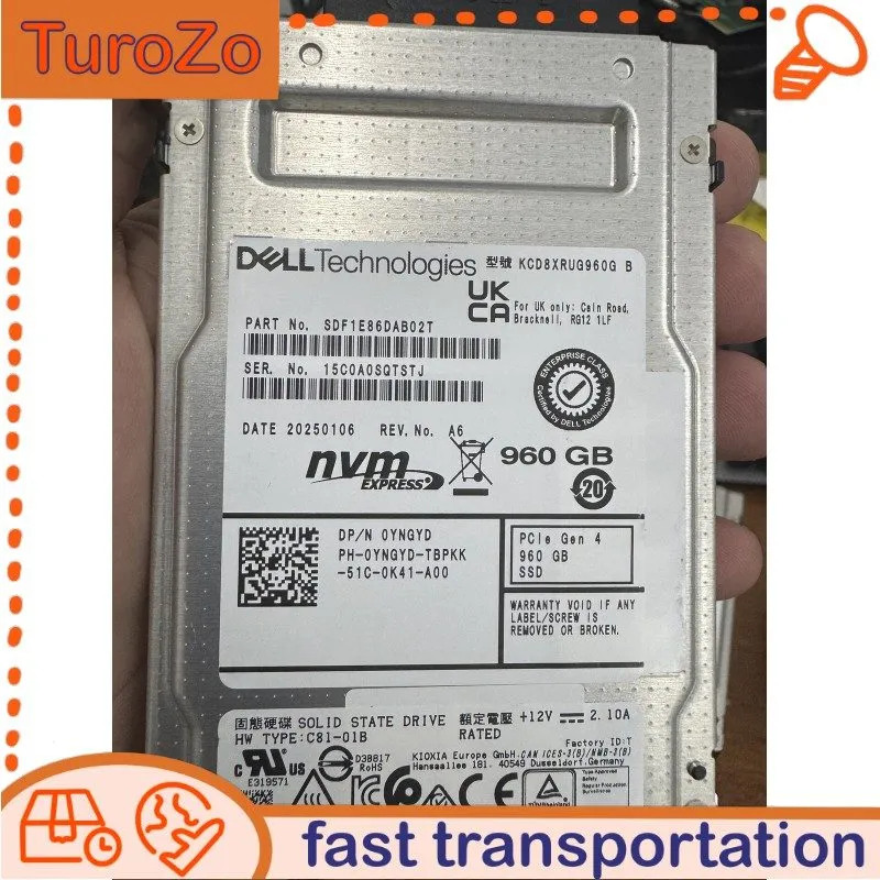 SSD-накопитель KIOXIA CD8 960GB DELL SSD 2.5" U.2 PCIe Gen4 NVME Solid State Dri