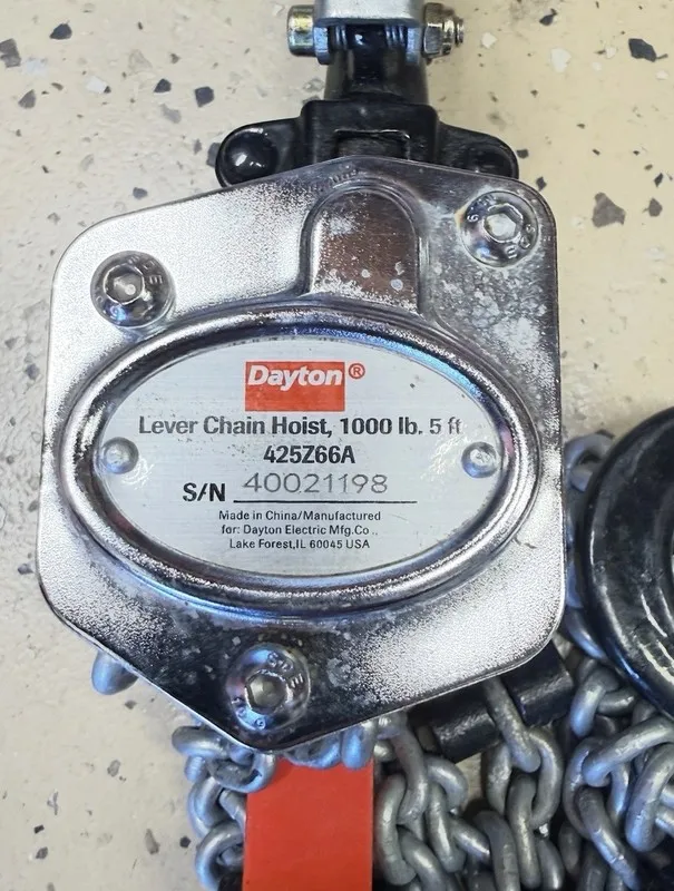 Таль Dayton 425Z66 Lever Chain Hoist, 1, 000 Lb Load Capacity, 5 Ft Hoist Lift