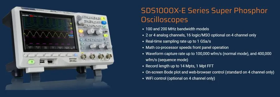 Осциллограф SIGLENT SDS1204X-E 4-CH 200MHz 1 GSa/s 14MB Super Phosphor Oscillosc