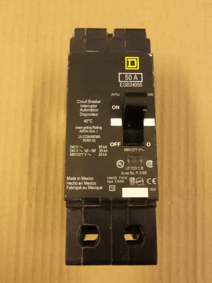 Автоматический выключатель Square D EGB24050 2 Pole 50 Amp 480V Circuit Breaker 