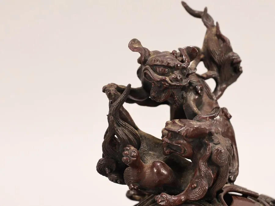 Оборудование видеонаблюдения Japanese Takaoka Bronze Incense Burner Temari Lion  — фото лота 2