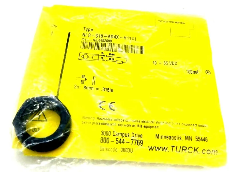 Датчик приближения TURCK NI 8-S18-AD4X-H1141 PROXIMITY SENSOR 4452600 #141L107