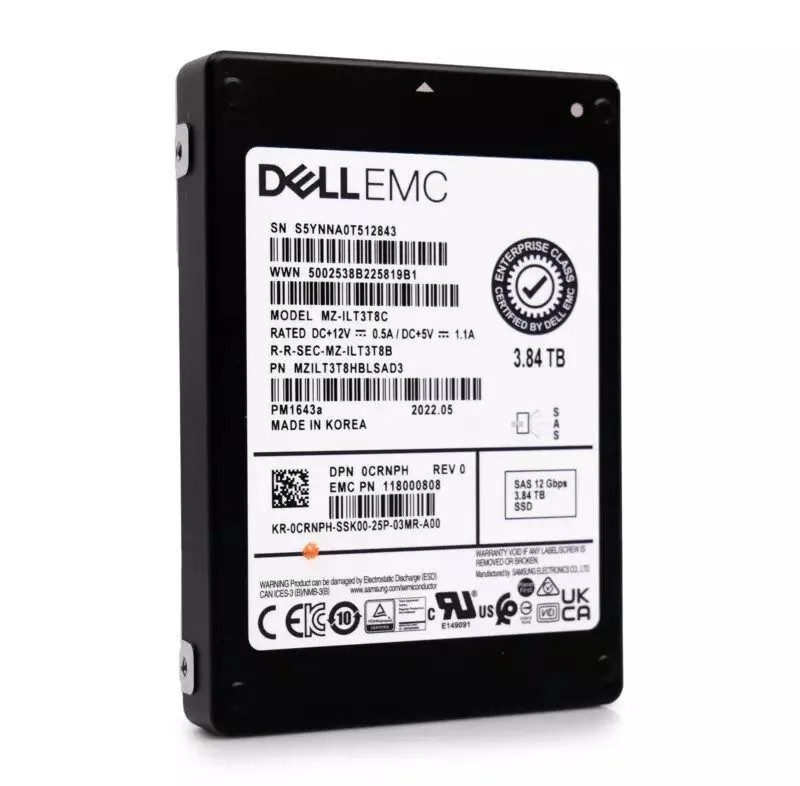 SSD-накопитель CRNPH DELL 3.84TB Samsung PM1643a SAS 12GBPS RI 2.5" SSD MZ-ILT3T