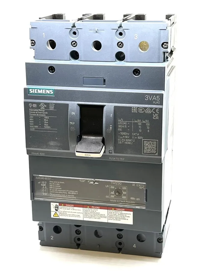 Автоматический выключатель Siemens 400 Amp Circuit Breaker 3P 600 VAC 3VA5340-6E