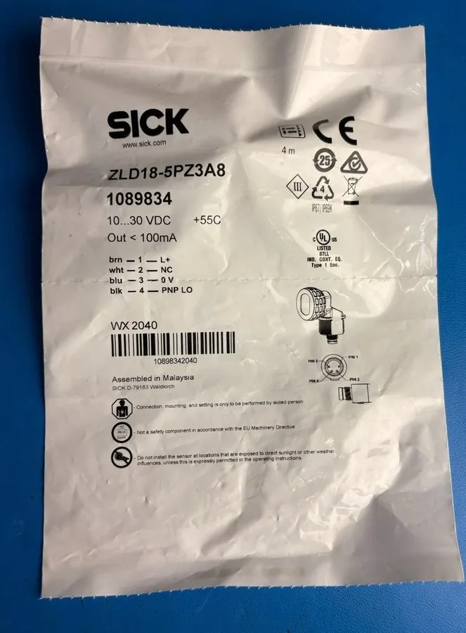 Фотоэлектрический датчик SICK ZLD18-5PZ3A8 1089834 SimpleSense Photoelectric Sen — фото лота 1
