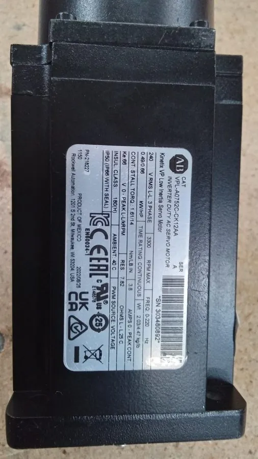 Серводвигатель Allen Bradley VPL-A0752C-CK12AA Servo Motor — фото лота 1