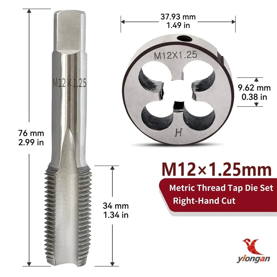 Датчик M12x1.25 Tap and Die Set, Metric Right-Hand M2 HSS M12 x 1.25 Set