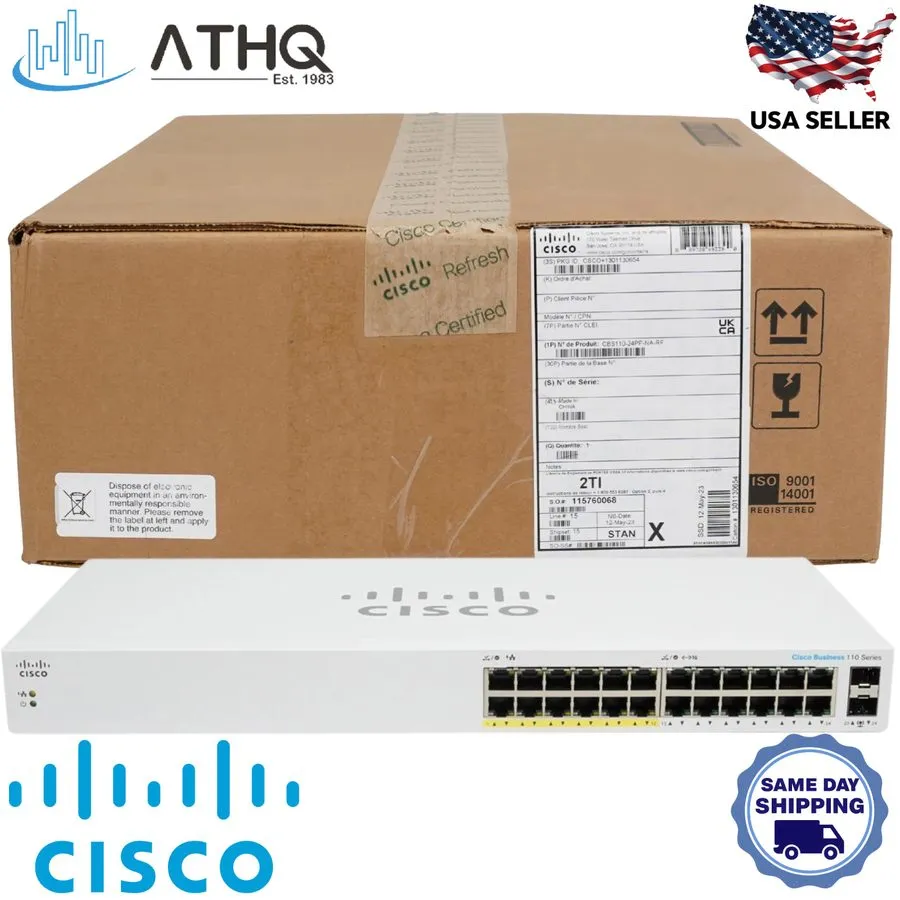 Коммутатор Cisco CBS110-24PP-NA 24-Port Gigabit Unmanaged Switch 12 PoE 100W 2 S — фото лота 1