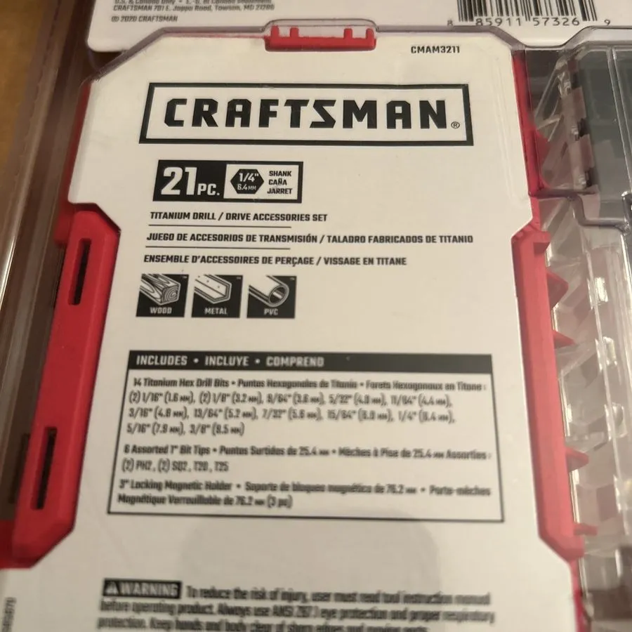 Режущий инструмент Craftsman CMAM3211 Titanium Drill bits & Drive Accessories Se — фото лота 2