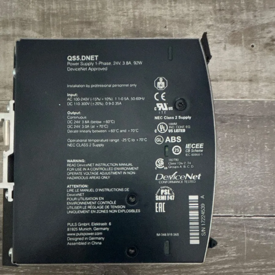 Блок питания PULS Dimension QS5.DNET DIN Rail Power Supply 24VDC 3.8A 92W Device