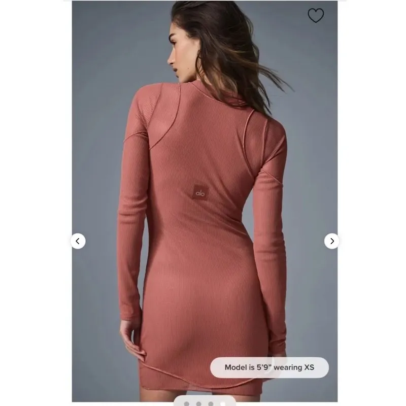 Сервер Alo Yoga Striped Mesh Synergy Long Sleeve Dress Soft Terracotta W8234R Sm — фото лота 1