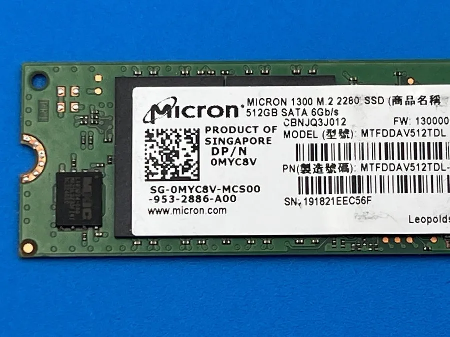 SSD-накопитель MICRON 512GB M.2 SATA 2280 SSD MTFDDAV512TDL, Grade A, SKU 25697