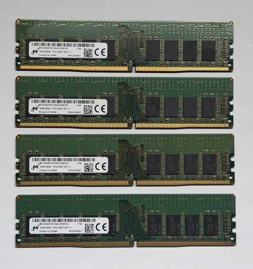 Модуль памяти Micron MTA18ASF2G72AZ-2G3B1 64GB 4x16GB 2Rx8 PC4-19200 DDR4-2400MH — фото лота 1