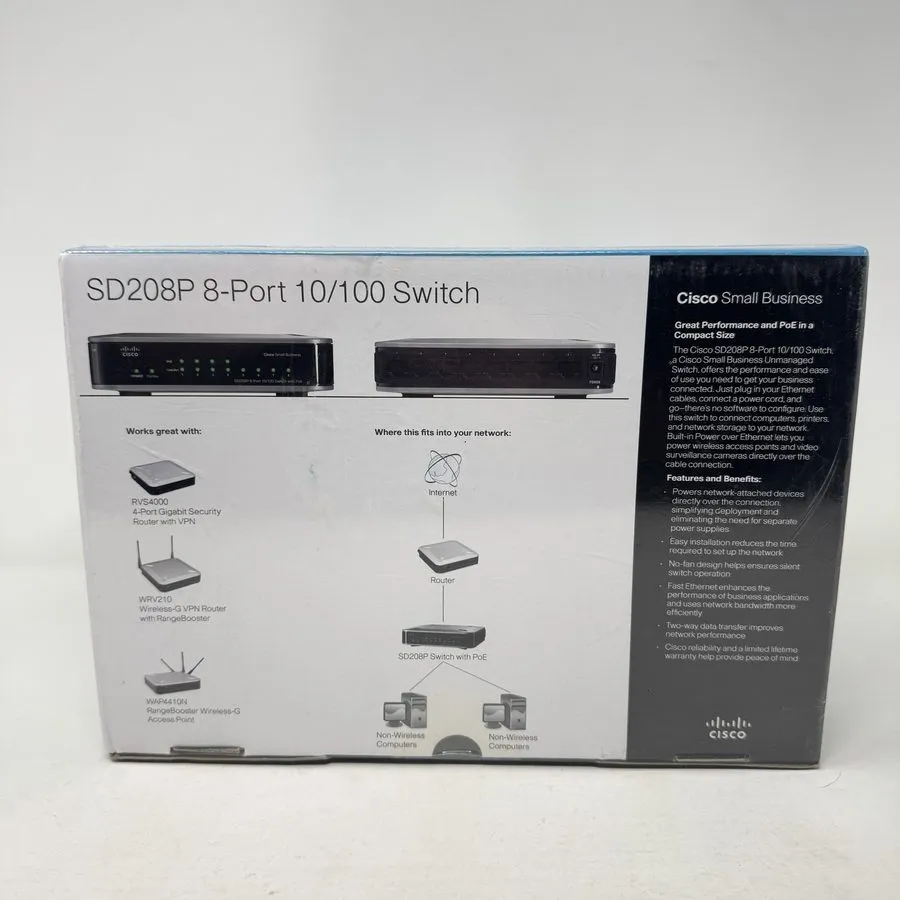 Коммутатор Cisco Small Business SD208P 8-Port RJ-45 10/100 Switch with PoE — фото лота 1