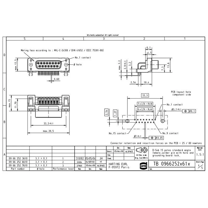Разъём HARTING Female Connector 09662526610