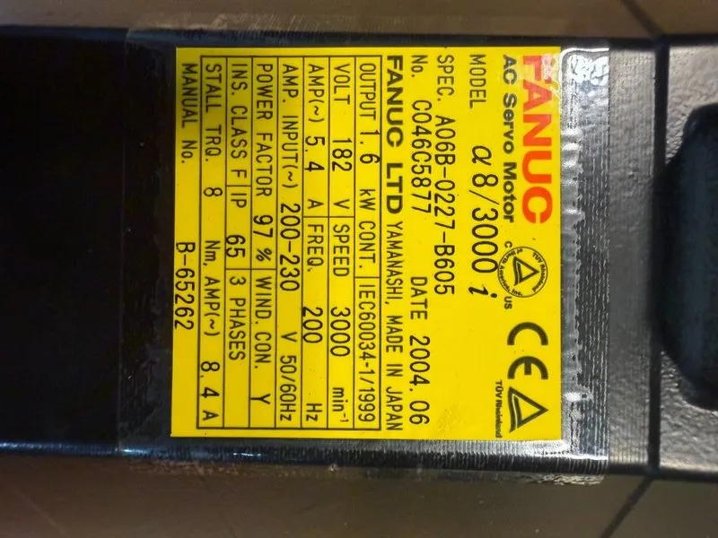 Серводвигатель FANUC / A06B-0227-B605 / AC SERVO MOTOR, 1.6KW, Outer damage — фото лота 4