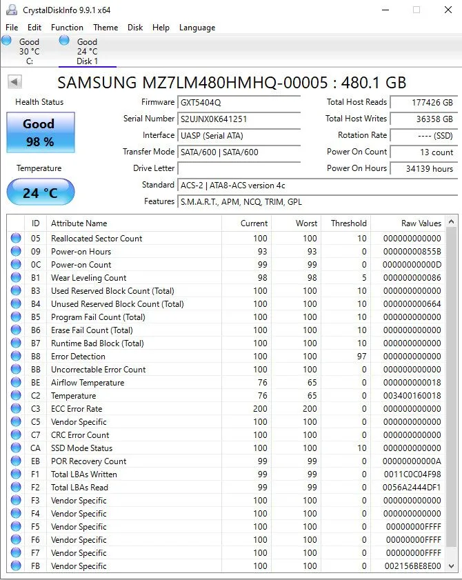 SSD-накопитель Samsung PM863a 480GB 2.5" SATA III SSD MZ7LM480HMHQ Enterprise SS
