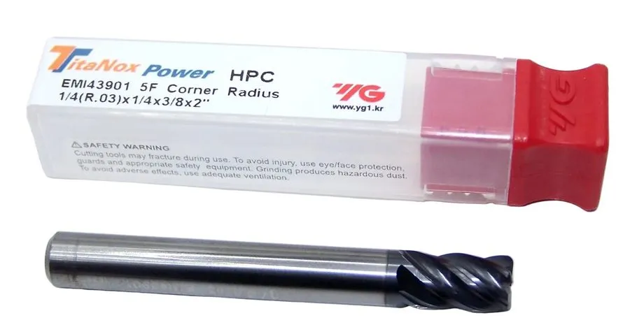 Режущий инструмент EMI43901 YG1 1/4" Carbide 5 Flute End Mill TitaNox Power HPC  — фото лота 2