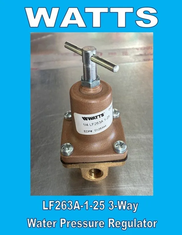 Трубопроводная арматура WATTS 1/4 LF263A-1-25 3-Way Small Water Pressure Regulat — фото лота 1