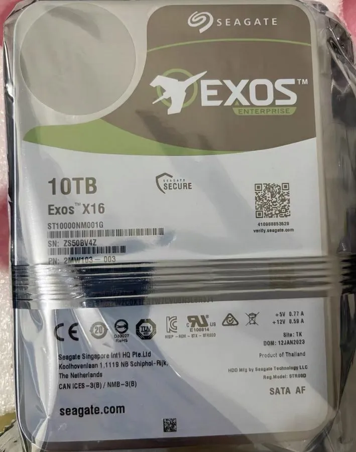 Жёсткий диск Seagate ST10000NM001G Exos X16 10TB 7.2K SATA 6Gbps 3.5" 256MB Cach