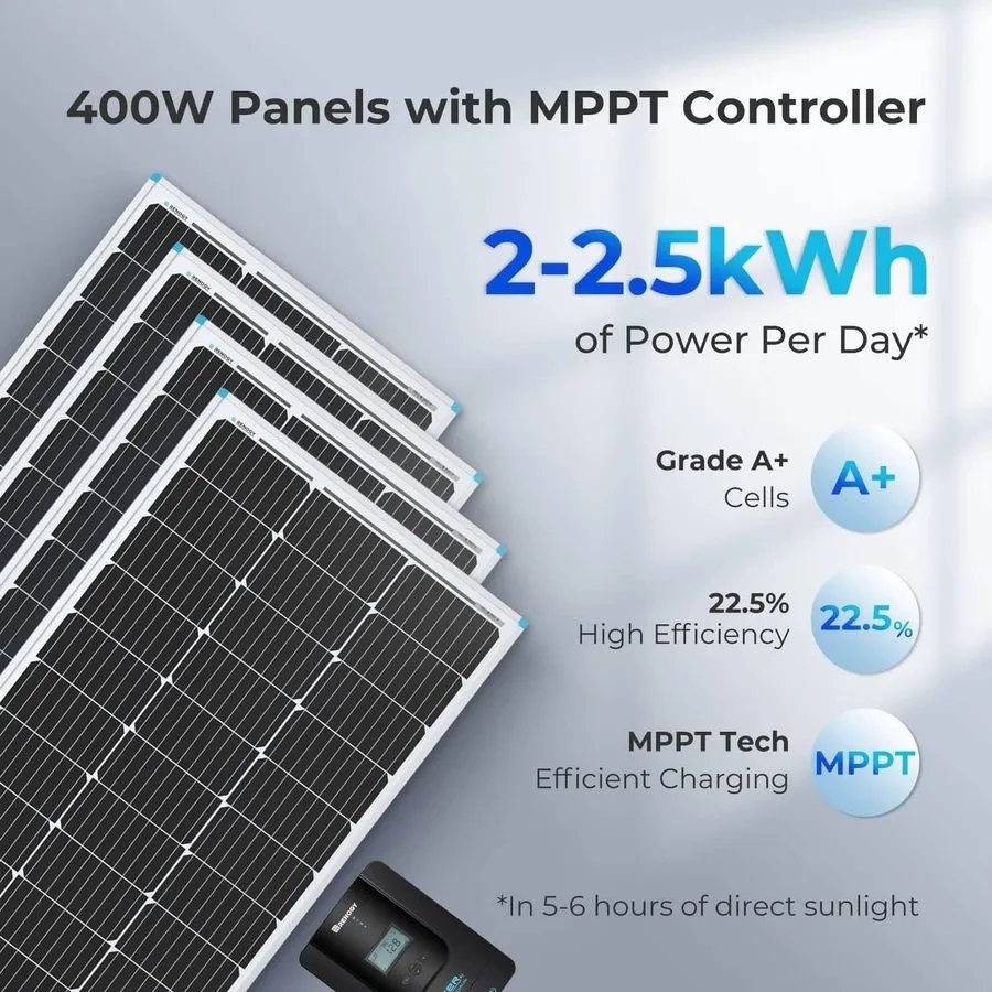Аккумулятор Renogy 400 Watt 12 Volt Premium 100W Panel+40A MPPT Charge Controlle — фото лота 1