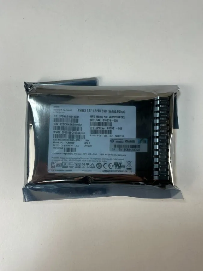 SSD-накопитель HPE 1.92TB SATA 6G RI SFF SC 2.5" SSD Samsung PM863 Series 817085