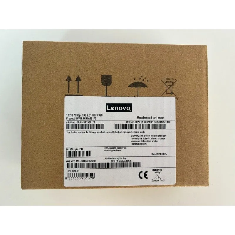 Сервер 4XB7A38176 Lenovo ThinkSystem 02JK963 2.5" SFF 1.92TB SAS 12G SR650 Serve