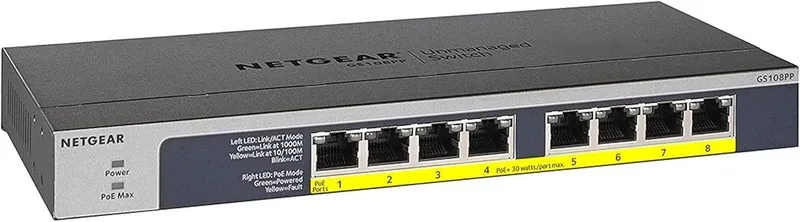 Коммутатор NETGEAR GS108PP 8-Port Gigabit PoE+ Switch 123W Ethernet Unmanaged