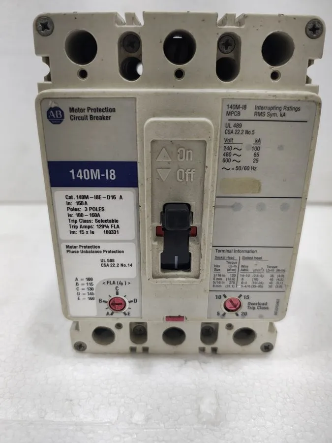 Автоматический выключатель ALLEN BRADLEY 140M-I8E-D16A /160 AMP MOTOR PROTECTION