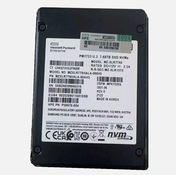SSD-накопитель Samsung PM1733 7.68TB HPE SSD U.3 NVMe MZ-XL57T60 MZXL57T6HALA-00