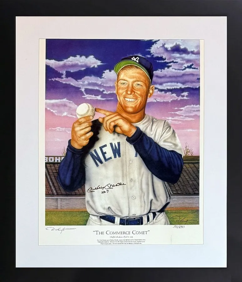 Измерительный инструмент Mickey Mantle The Commerce Comet 16x20 Lithograph Custo — фото лота 1