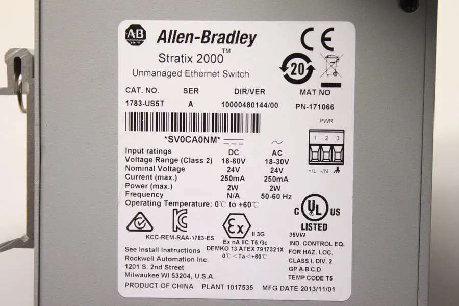Коммутатор Allen-Bradley 1783-US5T SER A Stratix 2000 Ethernet Switch 5 Pt