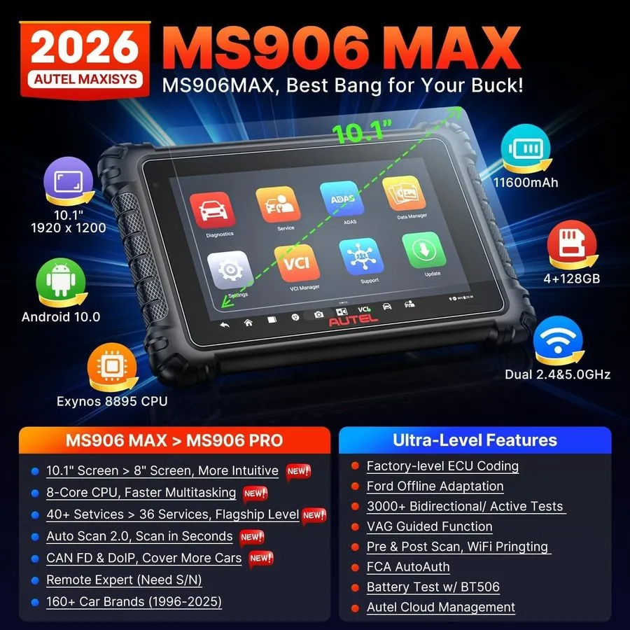 Диагностический сканер 2026 Autel MaxiCom MK906 Pro MS906PRO Coding Full System 