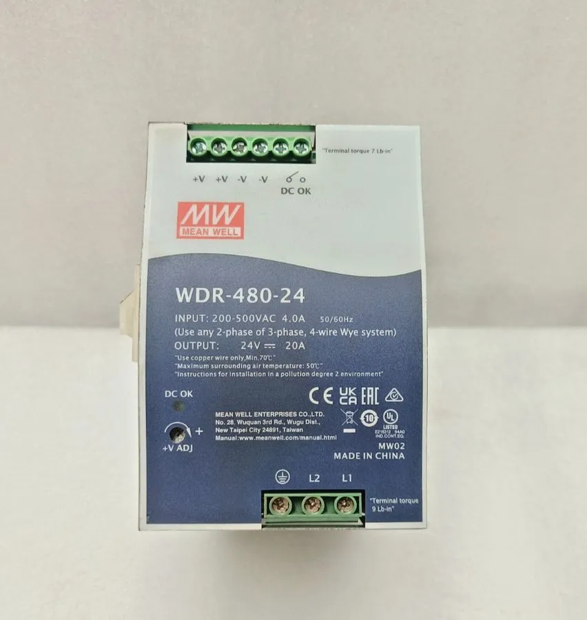 Блок питания Mean Well WDR-480-24 480 W DIN Rail Power Supply, 24 VDC 20 A, 200–