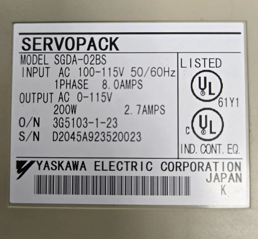 Сервопривод Yaskawa (SERVOPACK) Servo Drive MODEL SGDA-02BS
